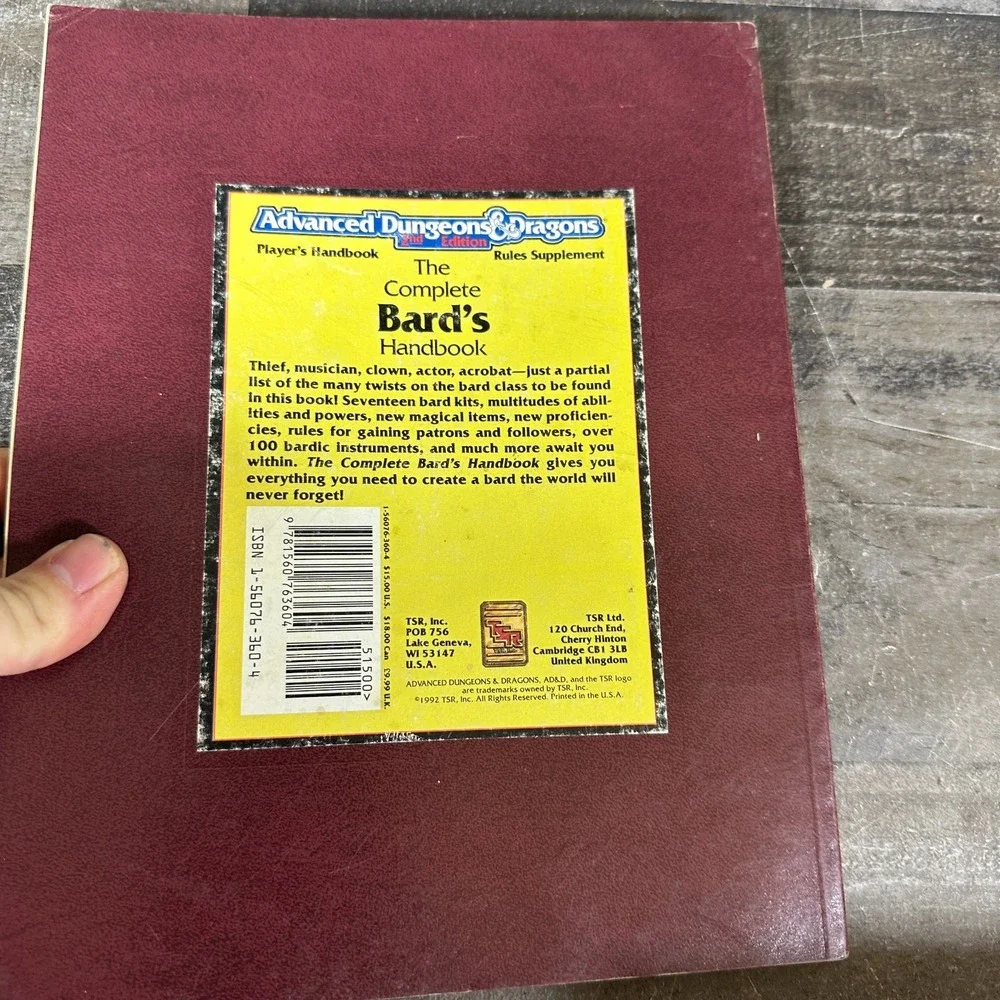 Advanced Dungeons and Dragons Complete Bard's Handbook 2nd Edition AD&D
